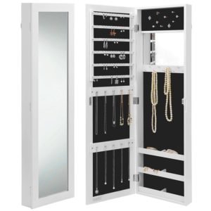 Beautify Mirrored Wall Mount Jewelry Armoire
